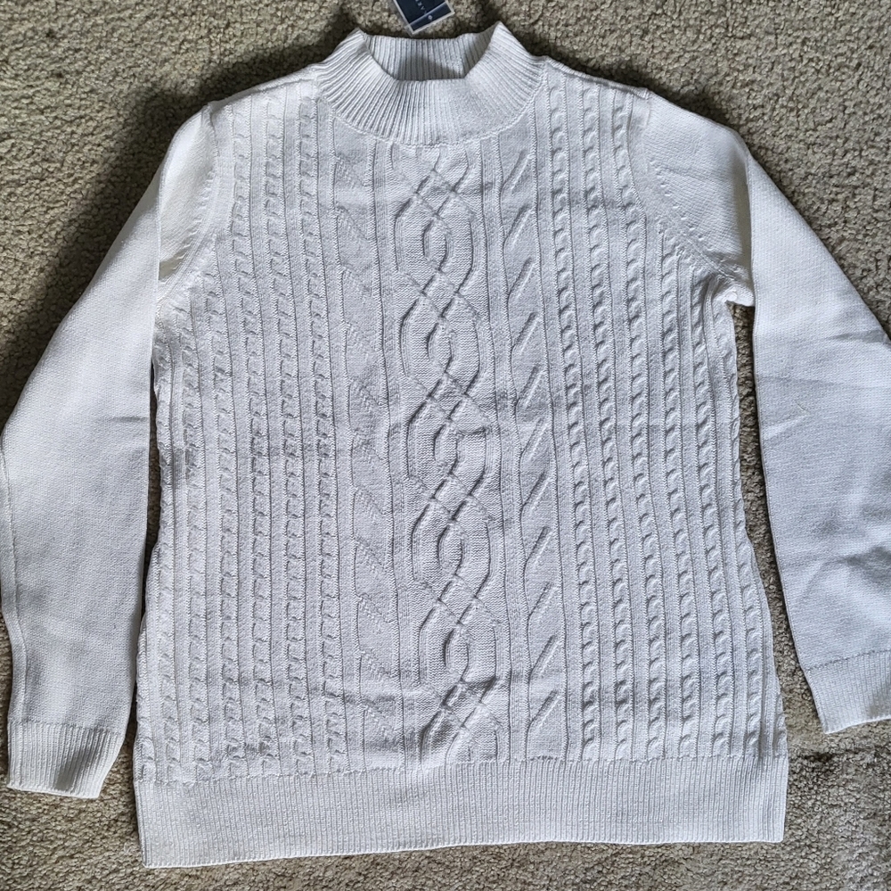 Karen Scott Diamond Stitch Cable-Knit Sweater